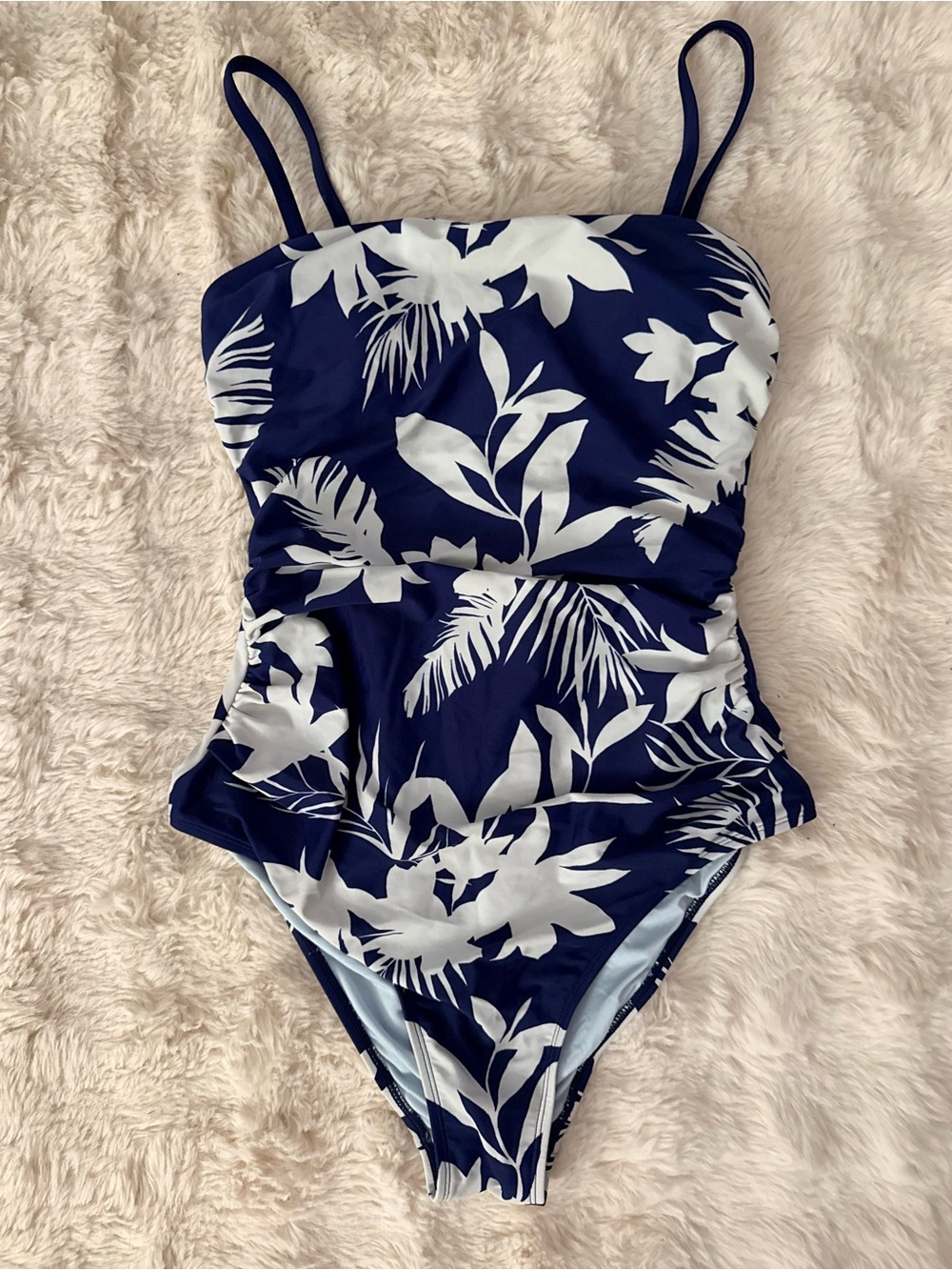 Navy & White Floral One-Piece Swimsuit